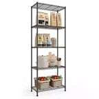 SONGMICS Storage Shelf, Metal Wire Shelving Unit, Adjustable Shelves, 5 Tier, 11.8 x 23.6 x 63.4 Inches, Ink Black
