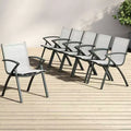 6PCS Modern Aluminum Outdoor Dining Chairs - Quick-Dry Textilene Fabric, Ergonomic Design for Patio, Poolside, Restaurants - Gray