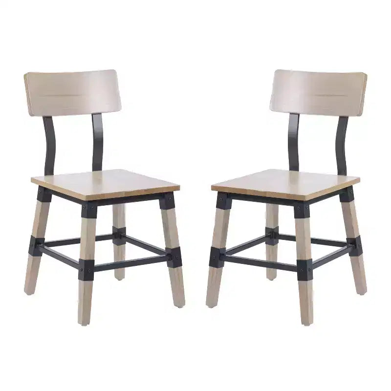 Merrick Lane Dining Chairs with Steel Supports and Footrest - Set Of 2