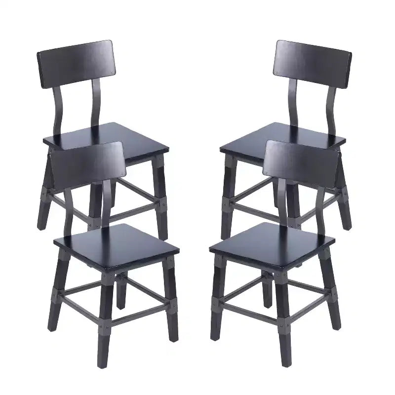 Merrick Lane Dining Chairs with Steel Supports and Footrest - Set Of 4