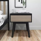 Comodino in legno massello con cassetto portaoggetti, tavolino moderno piccolo