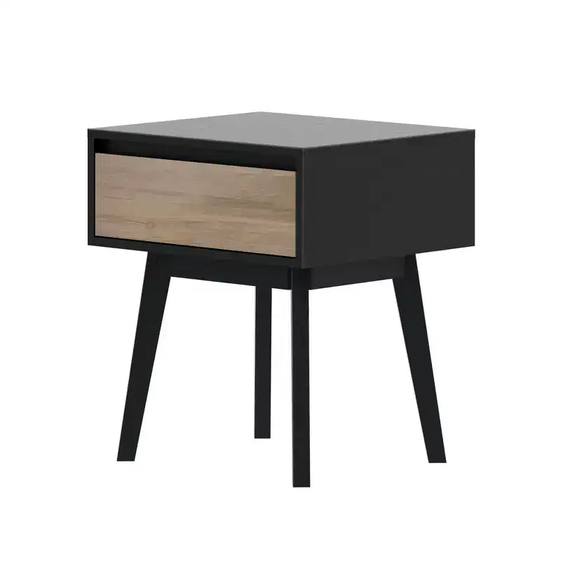 Comodino in legno massello con cassetto portaoggetti, tavolino moderno piccolo