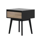 Comodino in legno massello con cassetto portaoggetti, tavolino moderno piccolo