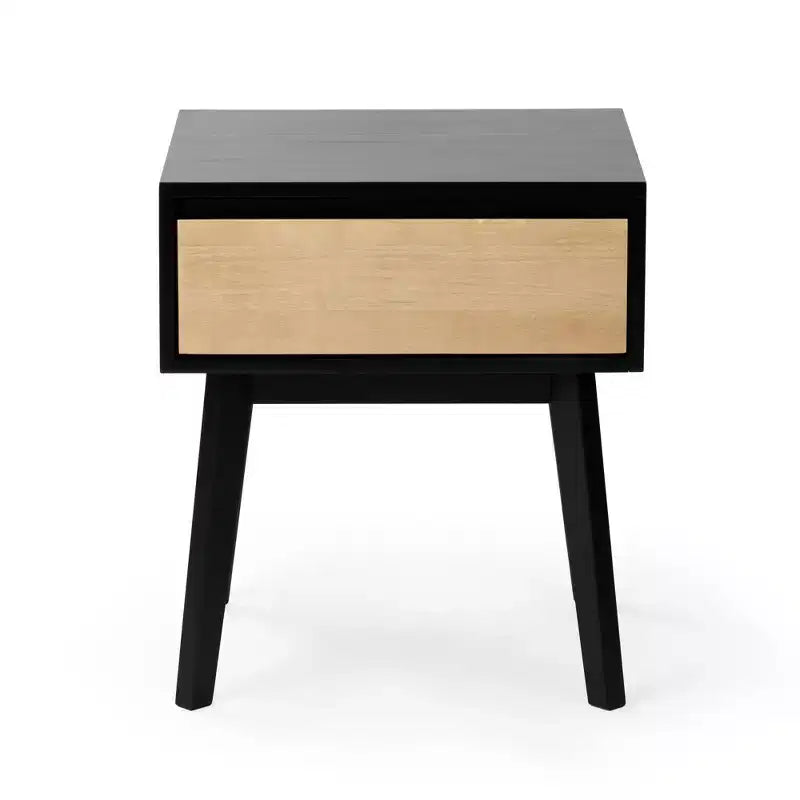 Comodino in legno massello con cassetto portaoggetti, tavolino moderno piccolo