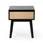 Comodino in legno massello con cassetto portaoggetti, tavolino moderno piccolo