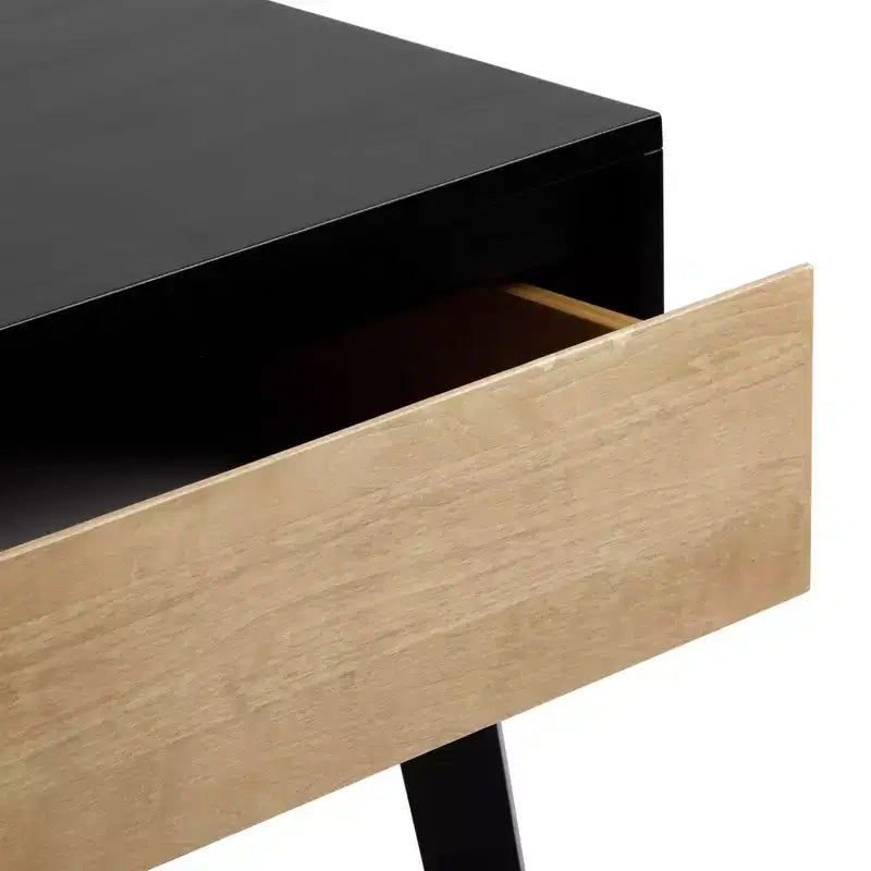 Comodino in legno massello con cassetto portaoggetti, tavolino moderno piccolo