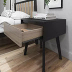Comodino in legno massello con cassetto portaoggetti, tavolino moderno piccolo