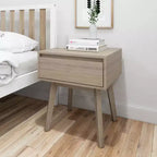 Comodino in legno massello con cassetto portaoggetti, tavolino moderno piccolo