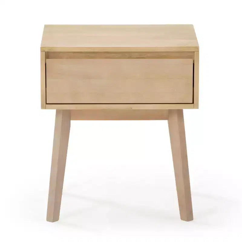 Comodino in legno massello con cassetto portaoggetti, tavolino moderno piccolo