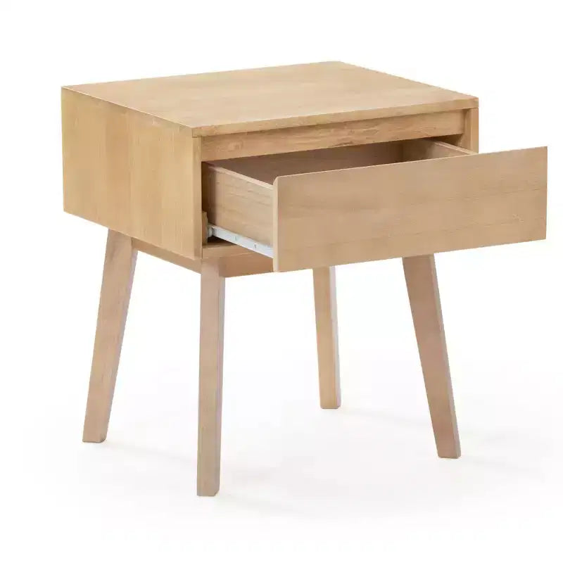 Comodino in legno massello con cassetto portaoggetti, tavolino moderno piccolo