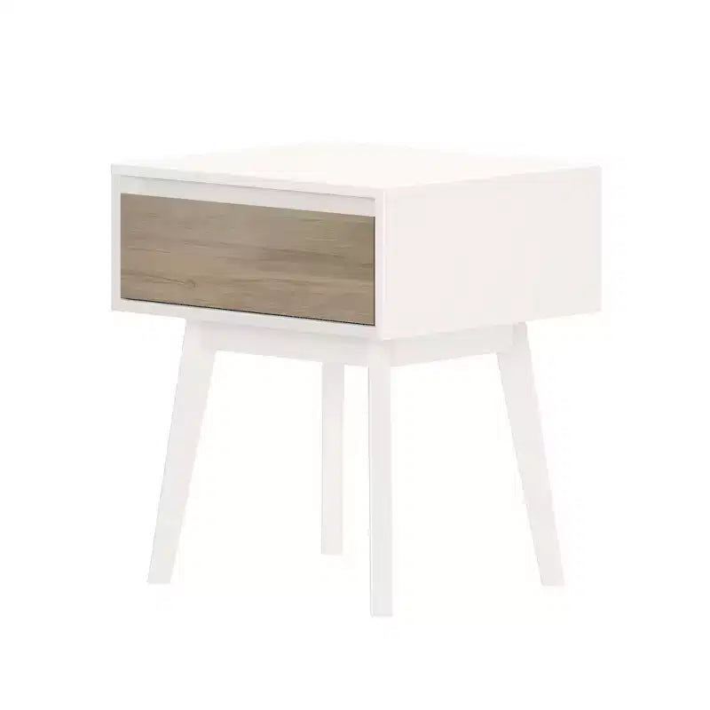 Comodino in legno massello con cassetto portaoggetti, tavolino moderno piccolo