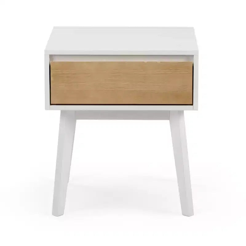 Comodino in legno massello con cassetto portaoggetti, tavolino moderno piccolo