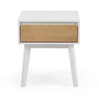 Comodino in legno massello con cassetto portaoggetti, tavolino moderno piccolo