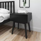 Comodino in legno massello con cassetto portaoggetti, tavolino moderno piccolo