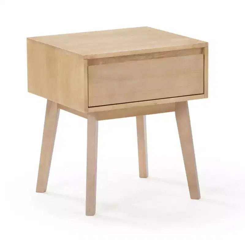 Comodino in legno massello con cassetto portaoggetti, tavolino moderno piccolo