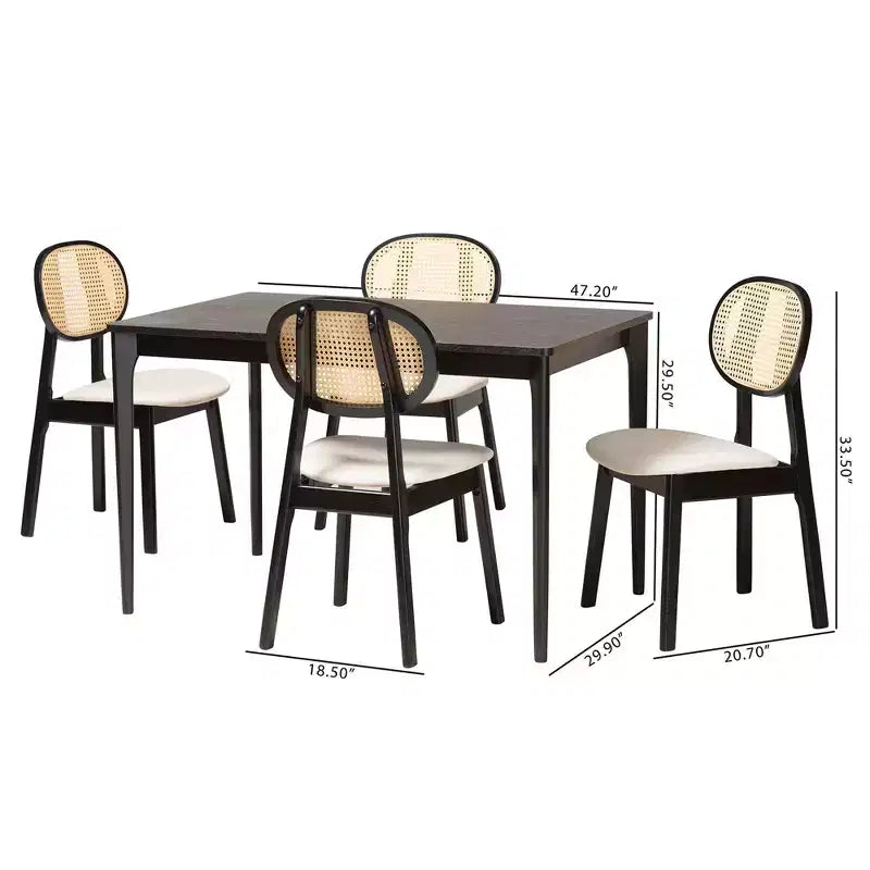 Set pranzo in legno stile Mid-Century Modern 5 pezzi