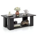 Costway Coffee Table 2-Tier Modern Center Cocktail Table with Storage Shelf for Living Room Black/Brown/White