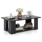 Costway Coffee Table 2-Tier Modern Center Cocktail Table with Storage Shelf for Living Room Black/Brown/White